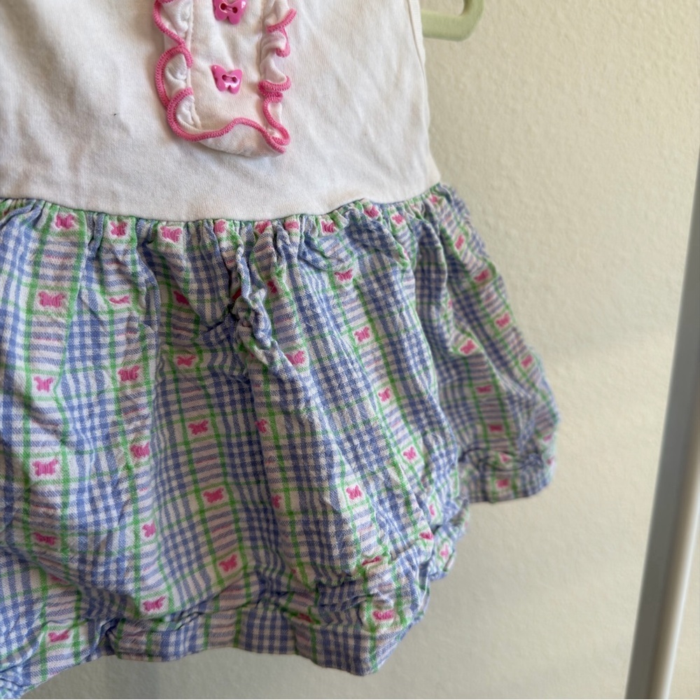 Goodlad Baby Girls Plaid Butterfly Dress 9M Pink Blue Sleeveless Easter - Picture 3 of 5